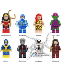 100 шт./лот DC Супер Герои чудо-женщина синий жук Giganta goliаh Citizen стальной Зеленый Гоблин строительные блоки детские подарки игрушки