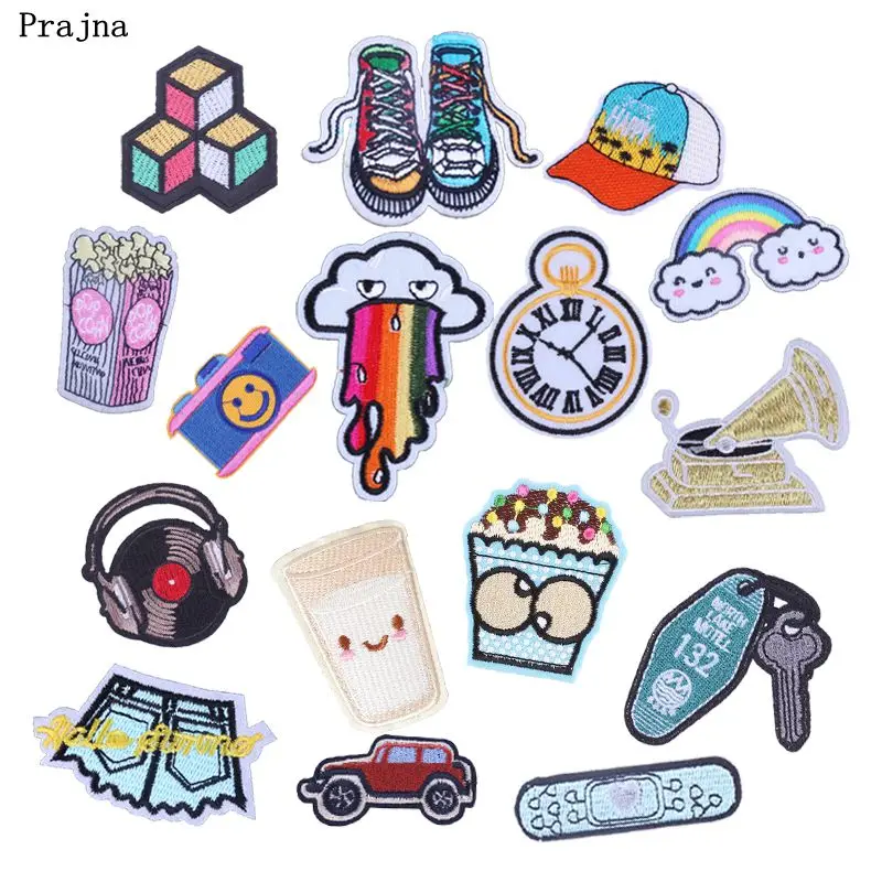

Prajna Applique Fries With Popcorn Embroidery Patches Jeans Shorts Rainbow Emo Carmera Iron On Patchwork For Baby Clothing DIY