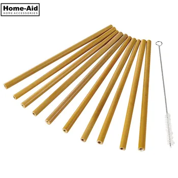 

10Pcs/Set Bamboo Reusable Straw 20cm Organic Bamboo Drinking Straws Natural Wood Straws For Party Birthday Wedding Bar Tool