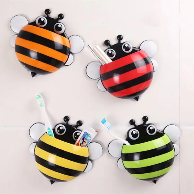 

Cartoon Bee Snails Toothbrush Wall Suction Storage rack Sucker Toothbrush Holder Suction Hooks Bathroom Sets 0