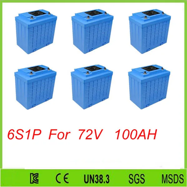 6pcs 6S1P 12V 100ah Long Cycle Life Rechargeable solar UPS Battery Pack LiFePO4 Lithium ion 12V 100Ah For 72V 100Ah battery pack