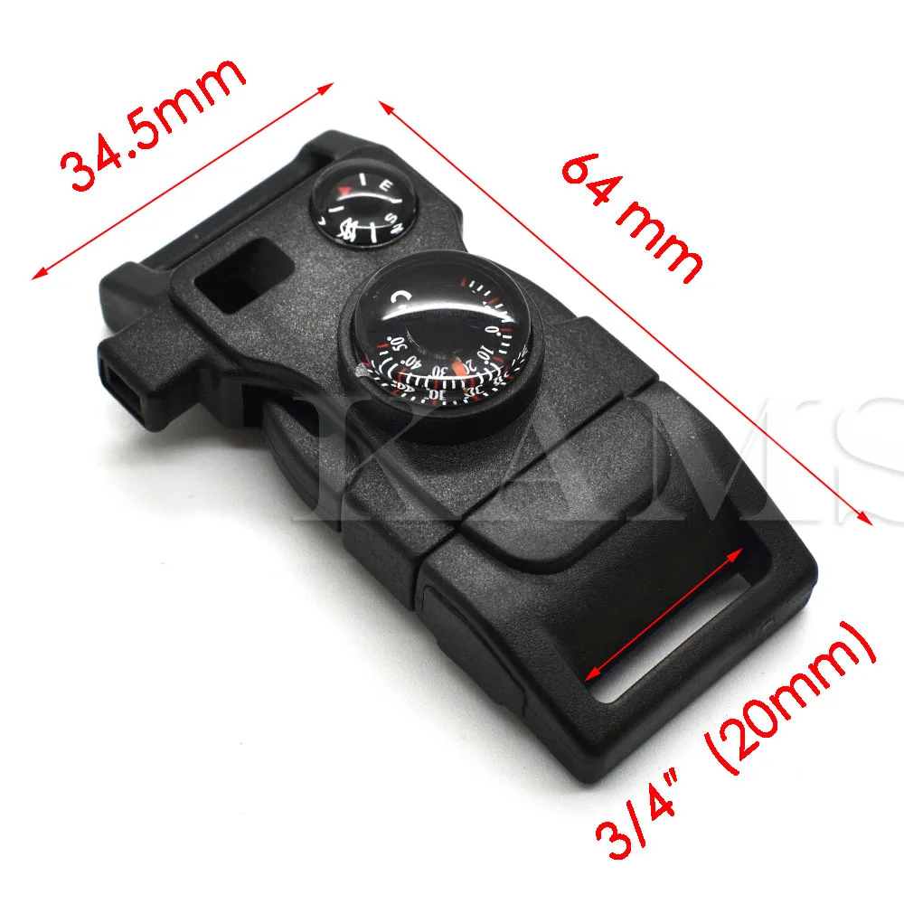 

1pcs 15 in1 Outdoor Survival Kits Compass Thermometer Whistle Buckle Black
