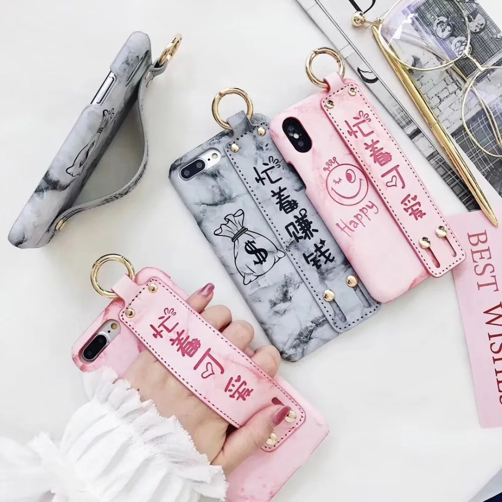 

Cute Chinese Bangles Case with Stand Function For iPhone X 8 6 6s 7 Plus Back Cover Protective Shell Fashion Housing