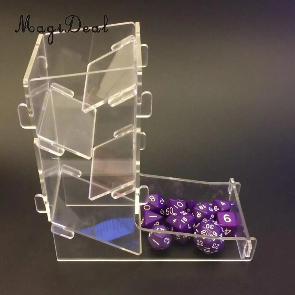 

MagiDeal New Hot Sale Clear Transparent Prism Board Gaming Dice Towers Toy DIY Funny Board Game Gaming Dice 16 x 6.5 x 18 cm