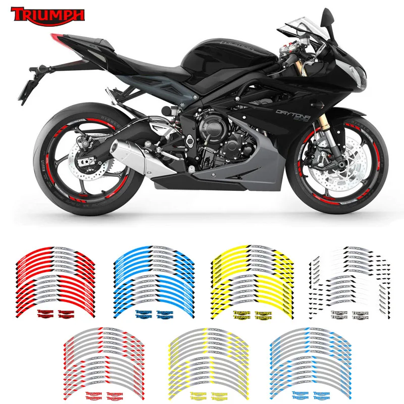

Motorcycle front and rear wheels Edge Outer Rim Sticker Reflective Stripe Wheel Decals For TRIUMPH