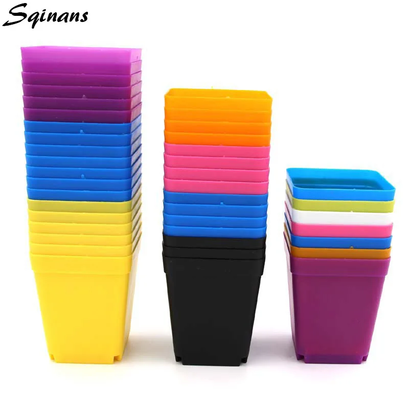 

10pcs/Lot Square Plant Flower Pot Home Decor Planter Garden Pots For Flowers Office Decorative Desk Flower Pots