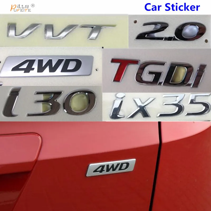

For Hyundai Elantra Tucson i30 IX25 IX35 For SONATA VERNA SANTAFE VVT TGDI Logo Rear Trunk Tailgate emblem car sticker