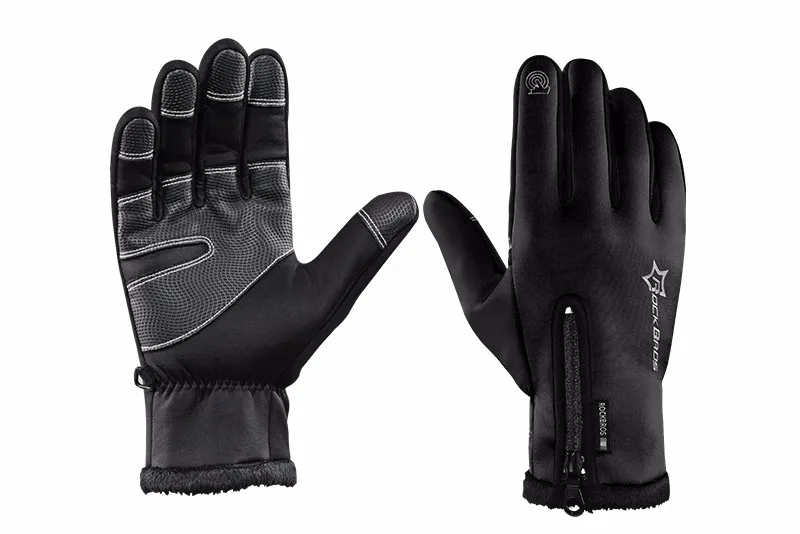 Leather Gloves Full Finger Mens Motorcycle Driving Winter Warm Touch Screen LN
