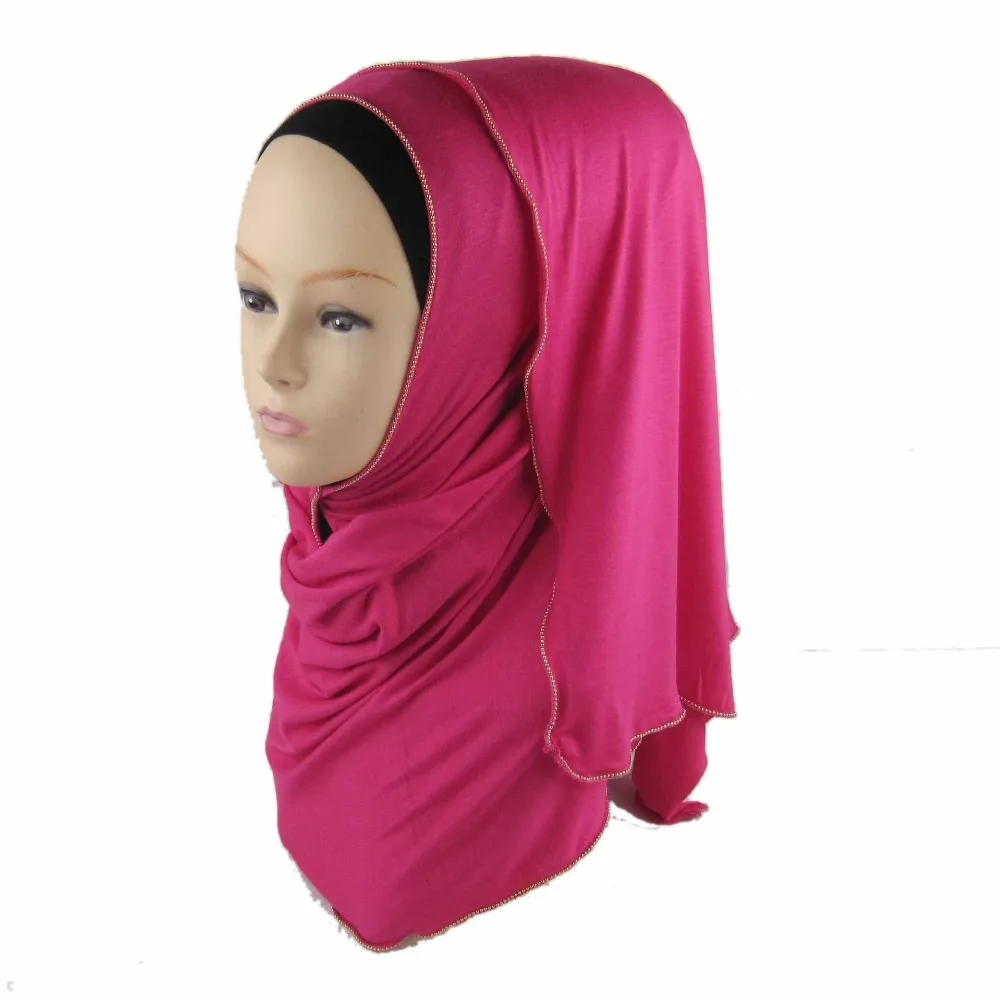 

15 colors Muslim Hijab Scarf Soft Cotton Long scarf with zipper border headscarf isamic scarf