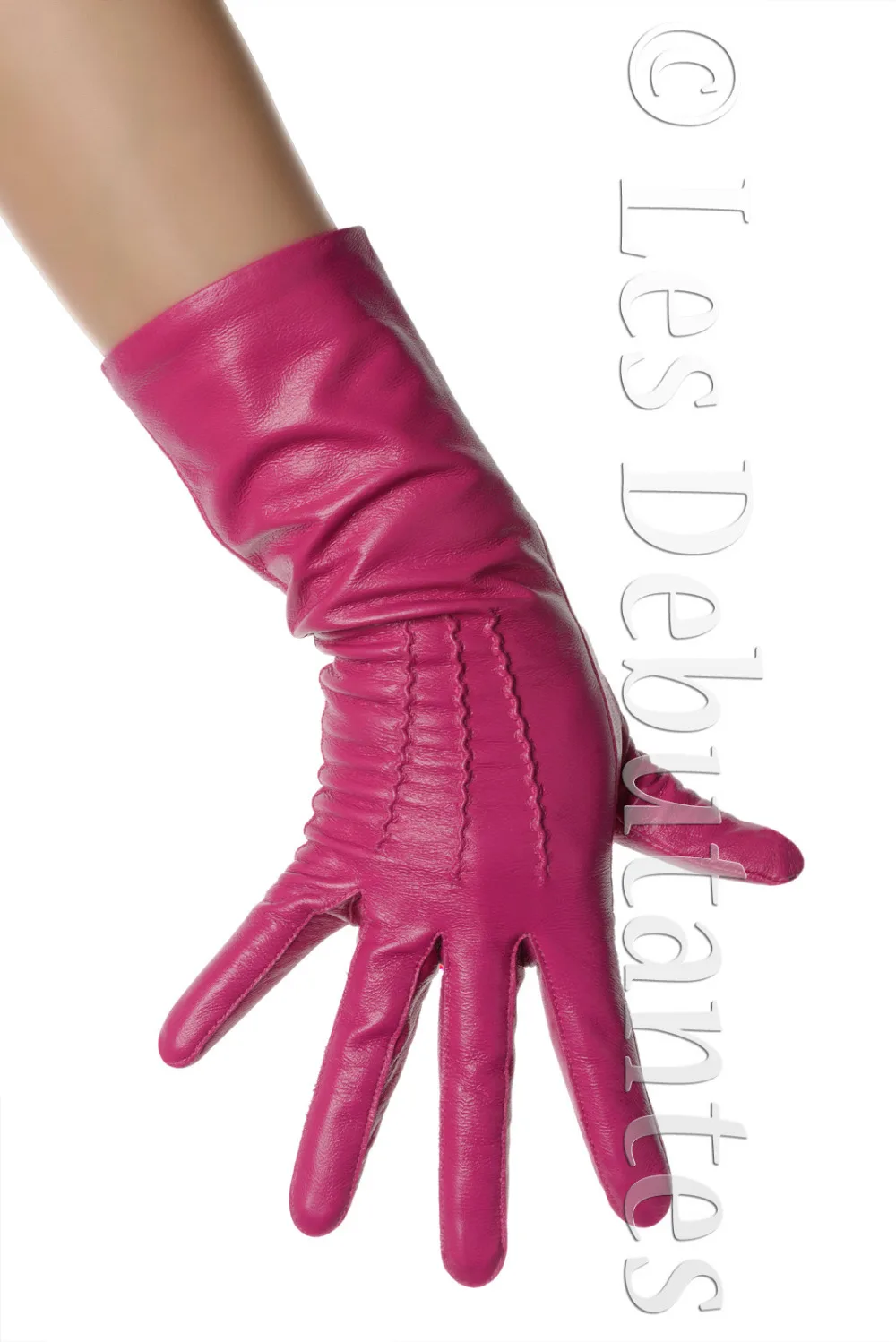 

WOMEN'S FUCHSIA PINK MID LENGTH LEATHER GLOVES