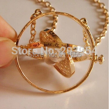 

Free shipping hot Time Turner 12pcs/lot 18k gold necklace Horcrux fans friends gifts steampunk womens vintage antique chain mens