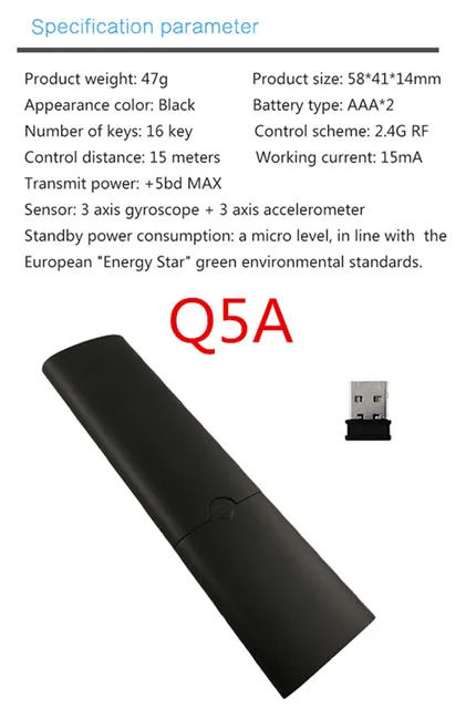 Q5 Bluetooth/2,4 ГГц wifi голосовой пульт дистанционного управления воздушная мышь с USB приемниками