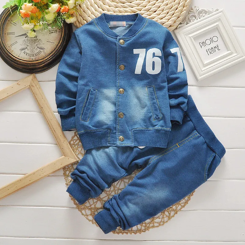 

BibiCola baby boys clothing sets spring autumn newborn baby casual denim coats+pants tracksuits for bebe boys toddler sprot suit