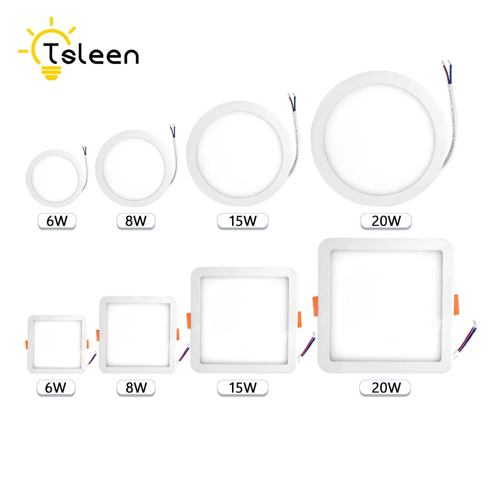 TSLEEN 1/2/4 шт. 6 Вт 8 Вт 15 Вт 20 Вт Led Панель светильник COB, точечный светильник вниз светильник ing светодиодный потолочный светильник AC 85-265V+ Драйвер