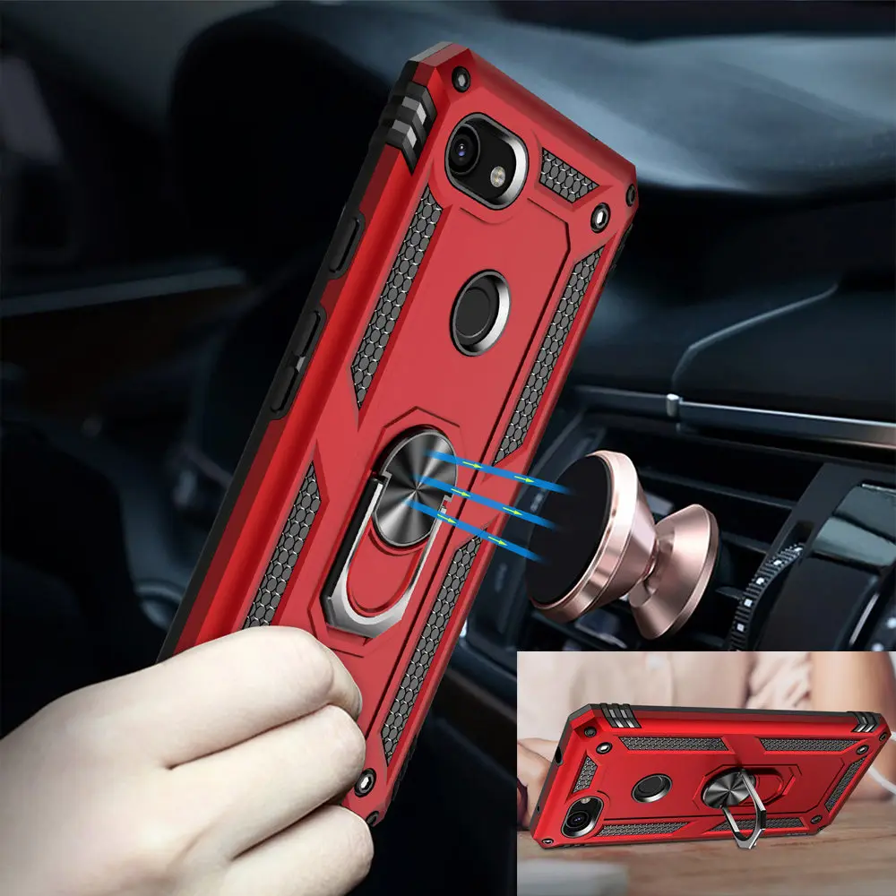 

Hybrid Armor Case For Google Pixel 3A XL Ring Holder stand Shockproof Cover Magnetic Car Mount for pixel 3a xl Phone Case coque