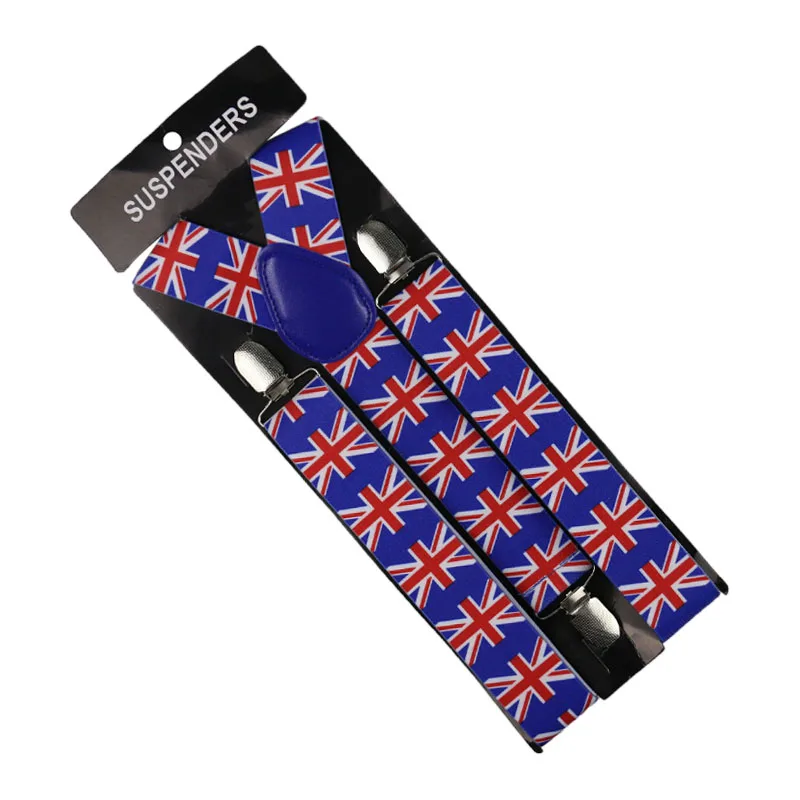 Британский флаг печати 3,5 см широкая подтяжка рубашка подтяжки регулируемые y-образные подтяжки брюки юбка подтяжки для мужчин и женщин