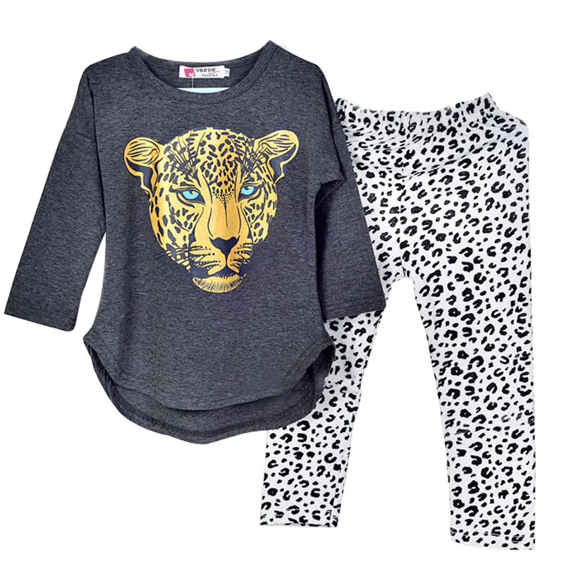 

2-10Y Leopard Print Pajamas Girl Christmas Autumn Set Toddler Outfits Two Piece Sport Suits For Girls Sleepwear Kids Pajamas