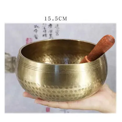 Тибетская Поющая чаша для медитаций Непальские тибетско-буддистские чаша для йоги буддистская Звукотерапия чаша медная религия Carft - Цвет: Bronze 15.5 CM