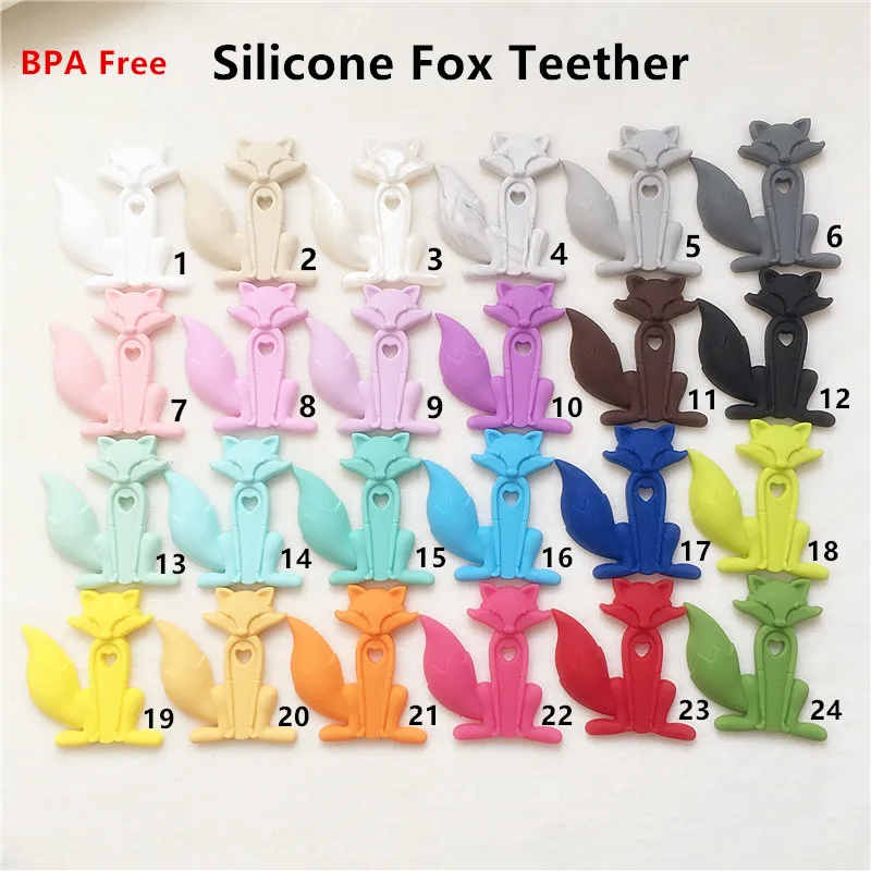

Chengkai 5PCS BPA Free Silicone Fox Teether Baby Shower Pacifier Dummy Teething Chewable Pendant Nursing Necklace Jewelry Toy