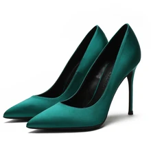 Signore Ufficio Scarpe di Seta Autunno Classici Tacchi Sottili Punta a punta Degli Alti Talloni delle Donne Pompe di Modo Del Partito E Scarpe Da Sposa e0076
