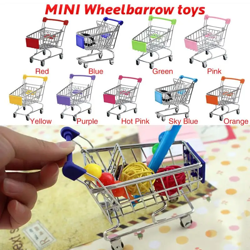 

9 Colors Baby Kids Simulation Mini Shopping Cart Toys Supermarket Folding Trolley Handcart Funny Toys Kids Toys Storage Basket