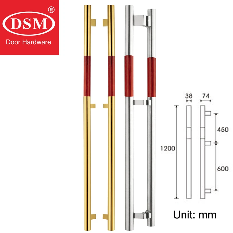 1200 мм длина SUS304 класс из нержавеющей стали+ твердый палисандр Входная дверная ручка для деревянных/стеклянных/металлических дверей PA-216