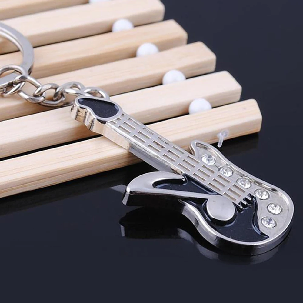 Guitar Alloy Key Chains Mini Cute Metal Electric Guitar