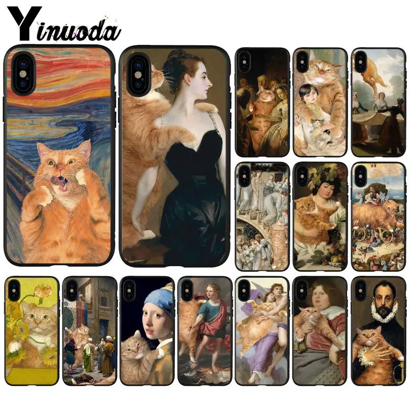 

Yinuoda Famous painting Orange cat Soft Silicone TPU Phone Cover for iPhone 6S 6plus 7 7plus 8 8Plus X Xs MAX 5 5S XR