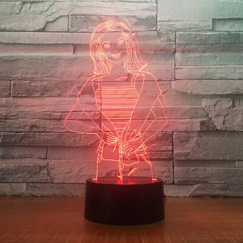 

Girl table lamp led atmosphere lamp smart home decoration lamp touch color change 7 color 3d night light 1692