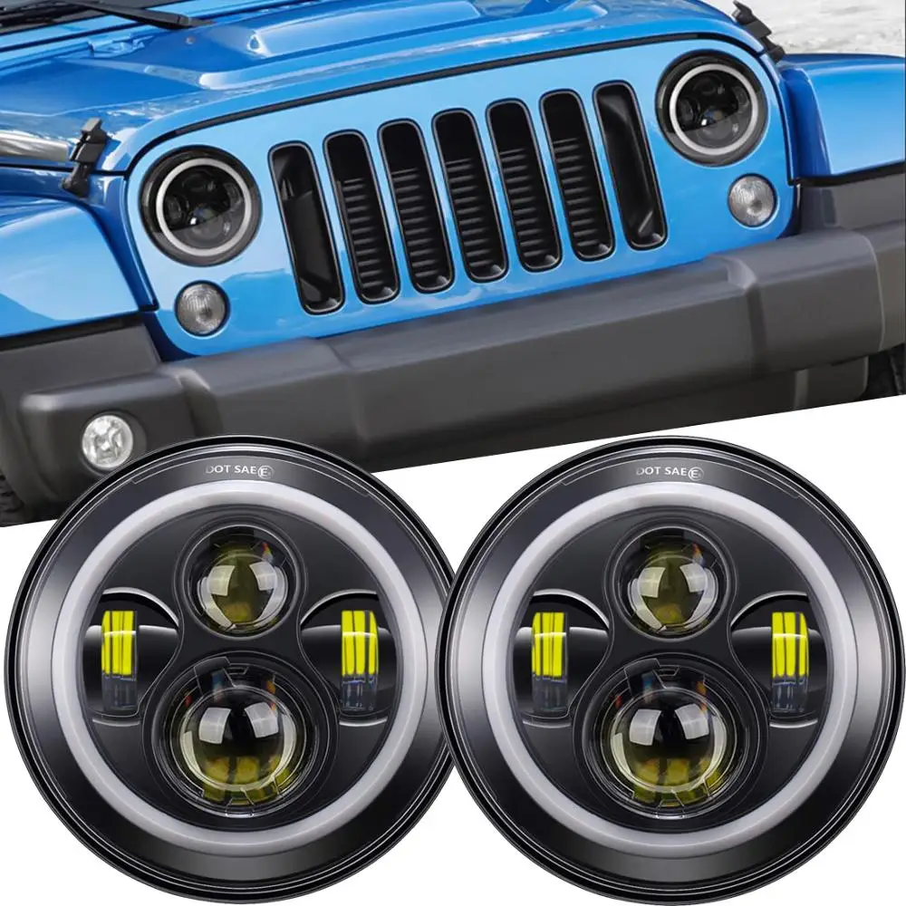 

7 Inch LED Halo Headlight + 4 Inch LED Fog Light DRL + Amber Turn Signal Lamp Combo Kit For Jeep Wrangler JK 2007-2017