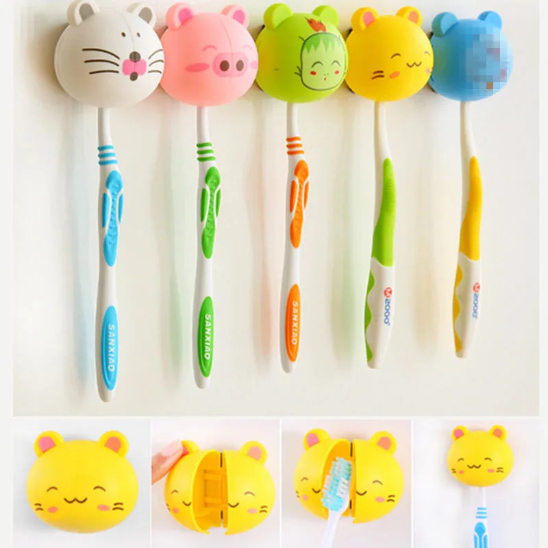 

3D Cartoon Toothbrush Holder Stand Mount Wall Suction Grip Rack Home Bathroom Christmas Gift