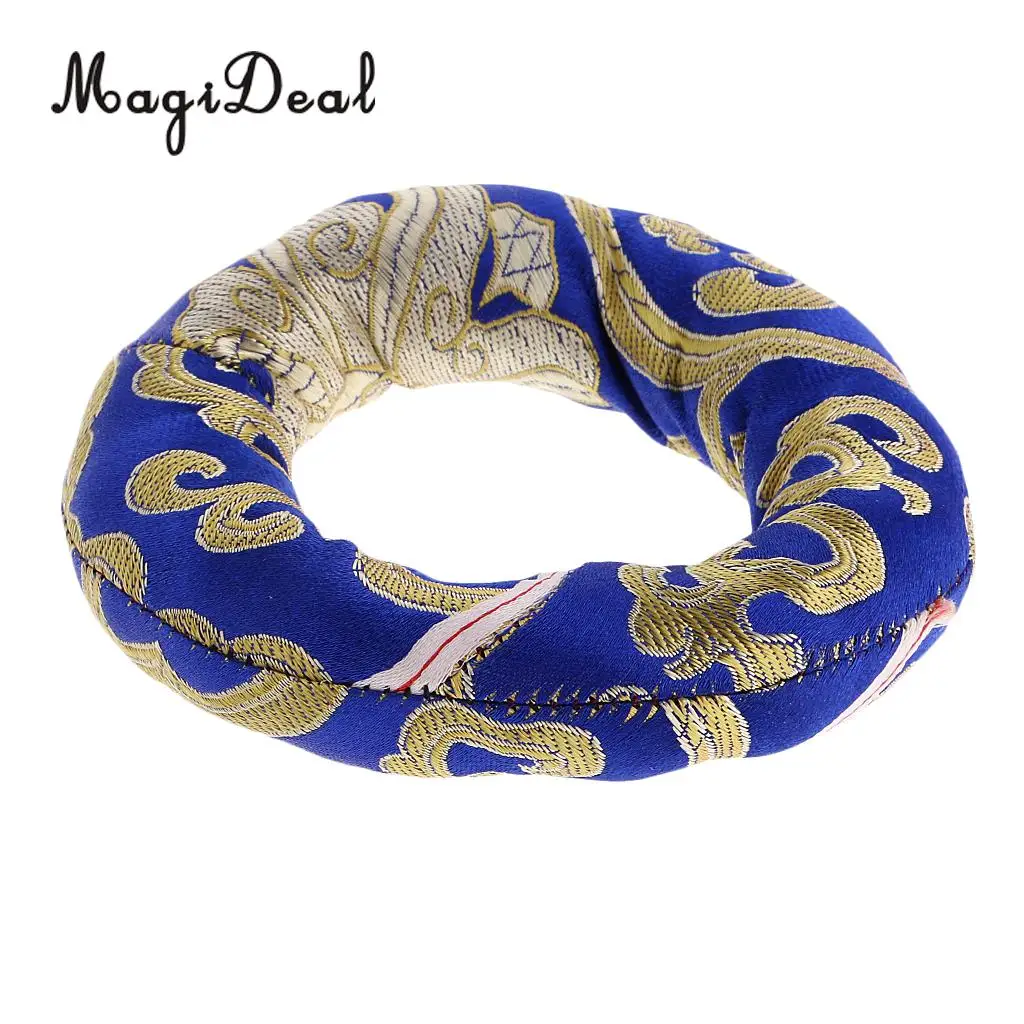 Random 1 Piece Round Silk Tibetan Singing Bowl Ring Cushion for Dharma -10cm