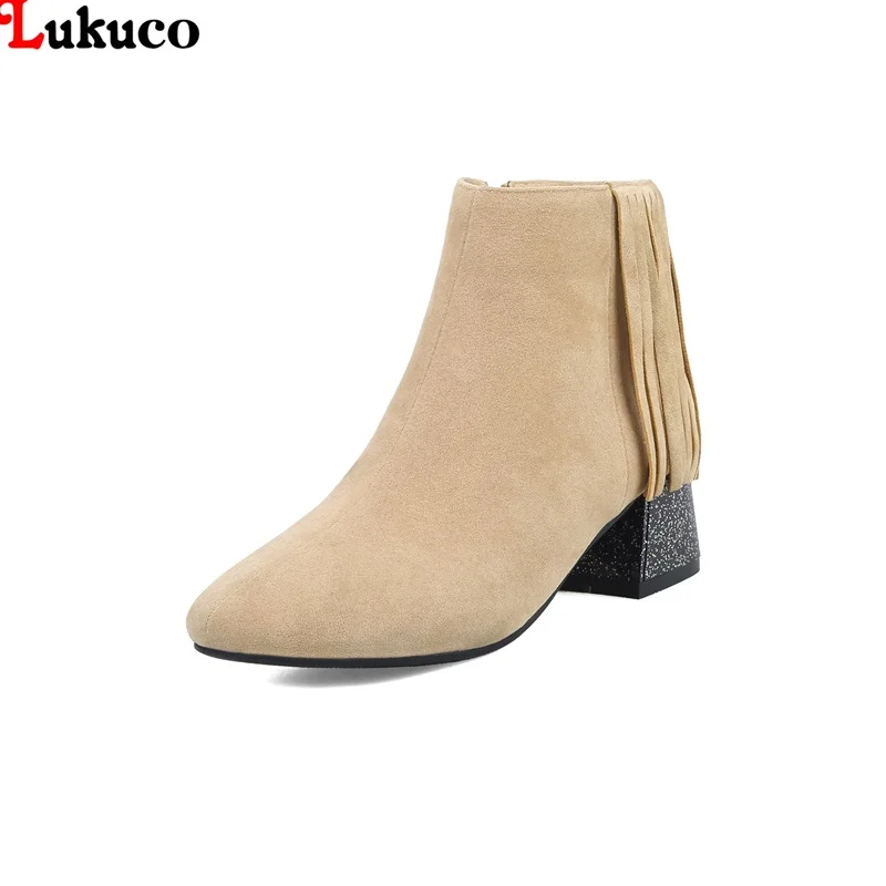 

2019 Sweet Flock Boots Oversize 34-48 Flock Boot Short Plush Ankle Botas Zipper Pumps Shoe Warm Winter female Shoes Woman