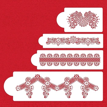 

4pcs/lot Lace Cake Stencil Fondant Cake Decorating Tools Cake Molds