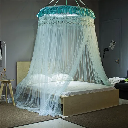 style 3 light blue Бежевая круглая москитная сетка розовая Роскошная романтическая висячий купол потолок дворца кружева сетки складные летние сетки насекомое кровать навес - Цвет: style 3 light blue