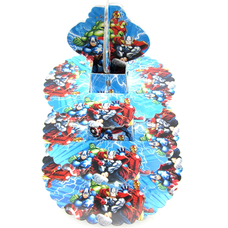 

1Set/pack Birthday Party Avengers Theme Cake Stand Decoration Kids Boys Favors Baby Shower 3 Tier Paperboard Cupcake Holder