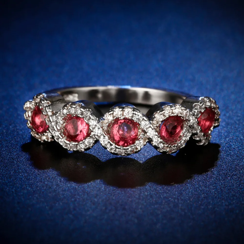 

Original Design Handmade cz unique style top quality ruby red stone Ring Cubic Zirconia Hot Ins sterling silver 925