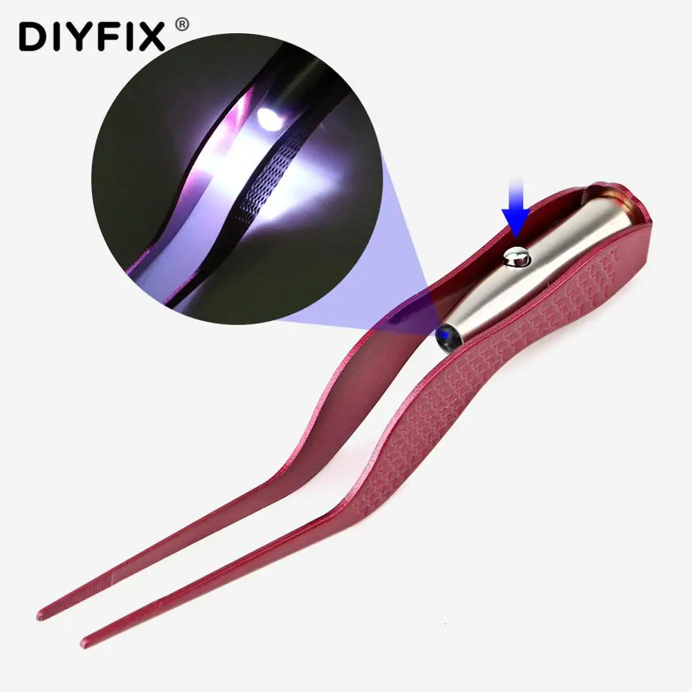 EarPick Clean Tweezers with LED Flashlight Stainless Steel EarPick Wax