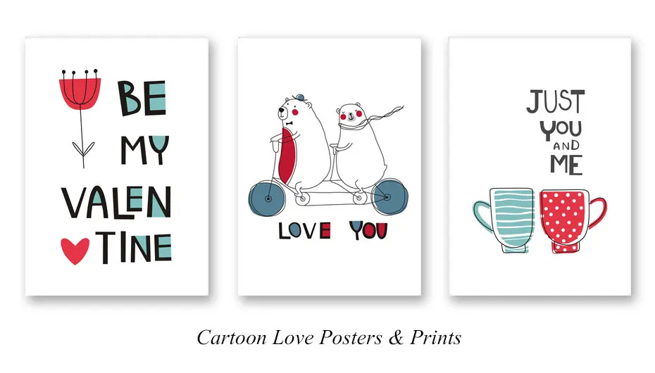 Sweet Love Phrase Posters&Prints Abstract Cartoon Canvas Painting Modern Wall Art For Living Room Home Decor Gift For Christmas (2)