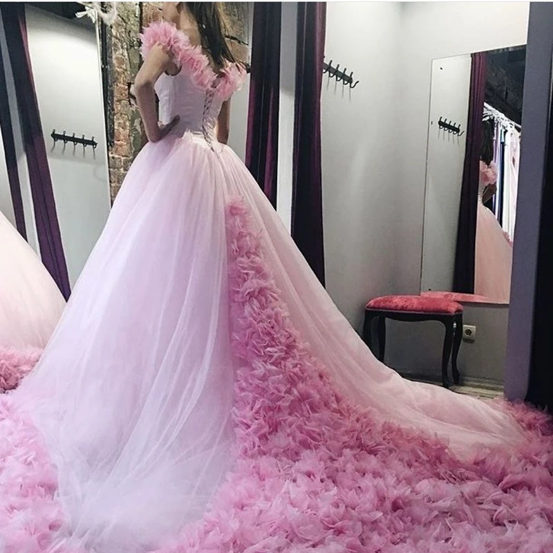 

New Arrival V Neck Flower Evening dress Ball gown abendkleider 2019 Robe de soiree Dubai Abiye robe soire formal dress