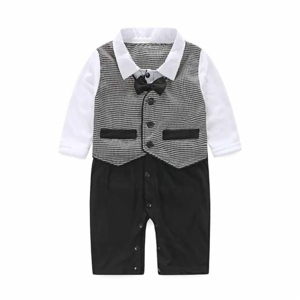 

LONSANT Child Handsome Baby Boy Formal Party Cotton Blended Christening Wedding Tuxedo Waistcoat Bow Tie Suit Kids