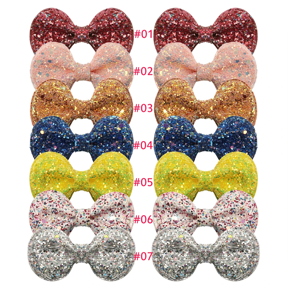 

14pcs/lot Shiny Glitter Bowknot NO Clip Round Ears Mermaid Sequins Bows Cute DIY Girls Headwear Supplies