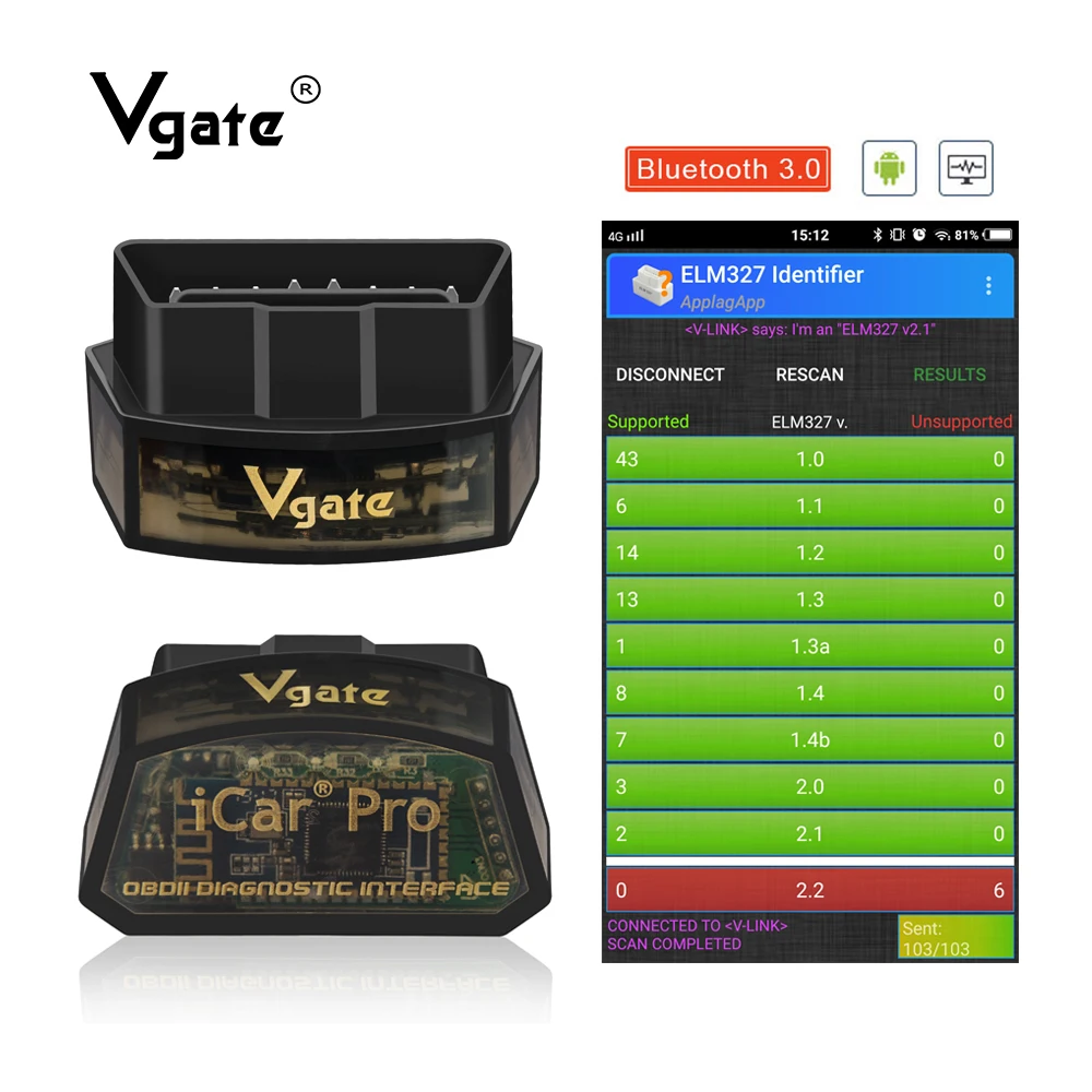 Vgate iCar pro ELM 327 Bluetooth OBD2 сканер диагностики автомобиля elm327 сканирующий инструмент автомобильный диагностический инструмент OBDII сканер automotivo