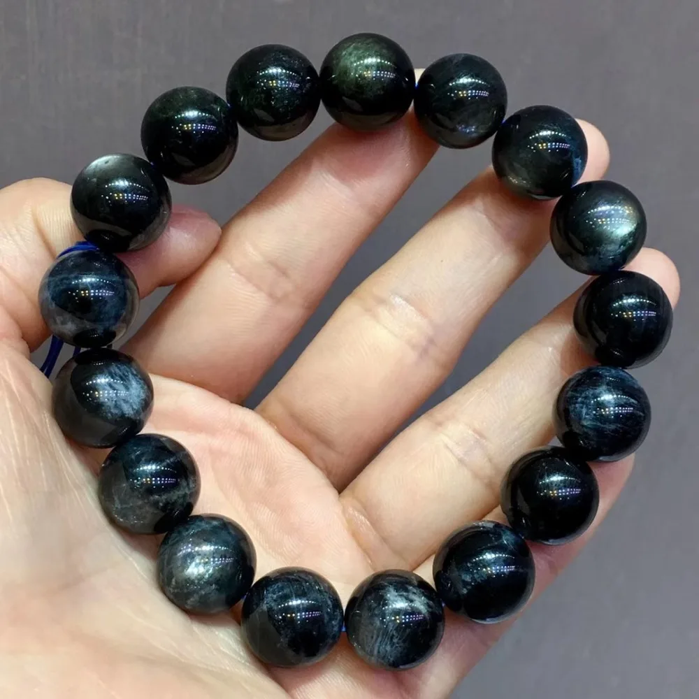 Natural Aquamarine Bracelet Cat Eye Effect Stone (2)