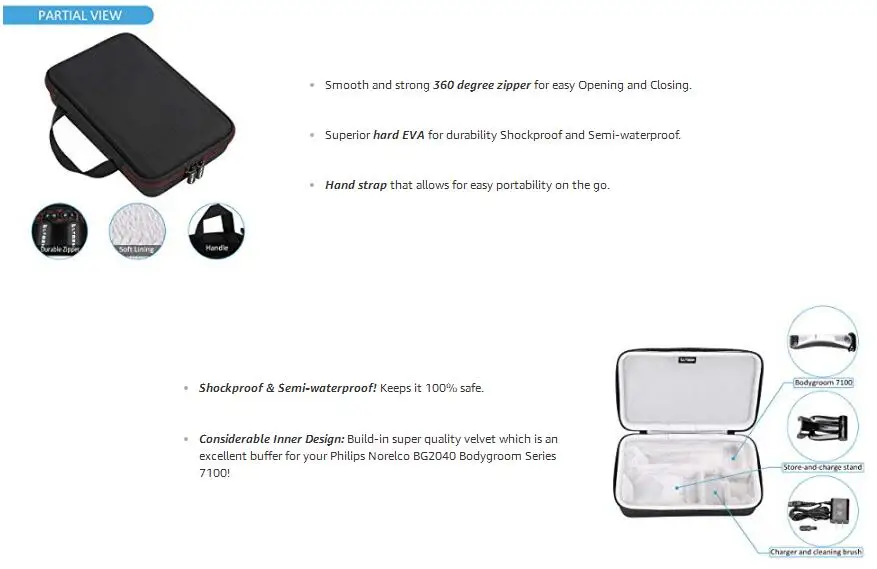 LTGEM EVA Жесткий Чехол для Philips Norelco бодижениха серии 7100 BG2040-Дорожная сумка для хранения