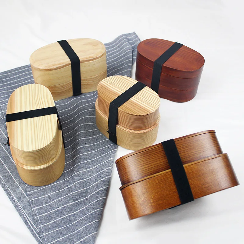 GODWJ посуда деревянный Ланч-бокс японский стиль студенческие контейнеры для еды для детей Отсек Bento коробки кухонная посуда