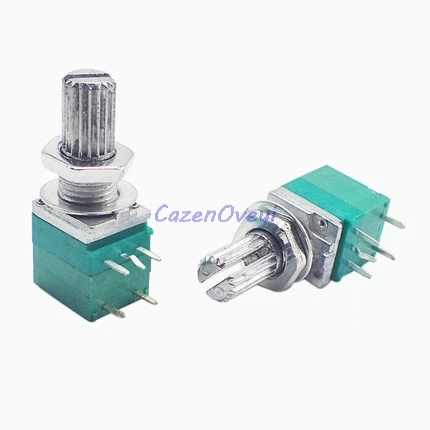 5pcs/lot RV097NS 10K single linked potentiometer B10K with a switch audio 5pin shaft 15mm power amplifier sealing potentiometer