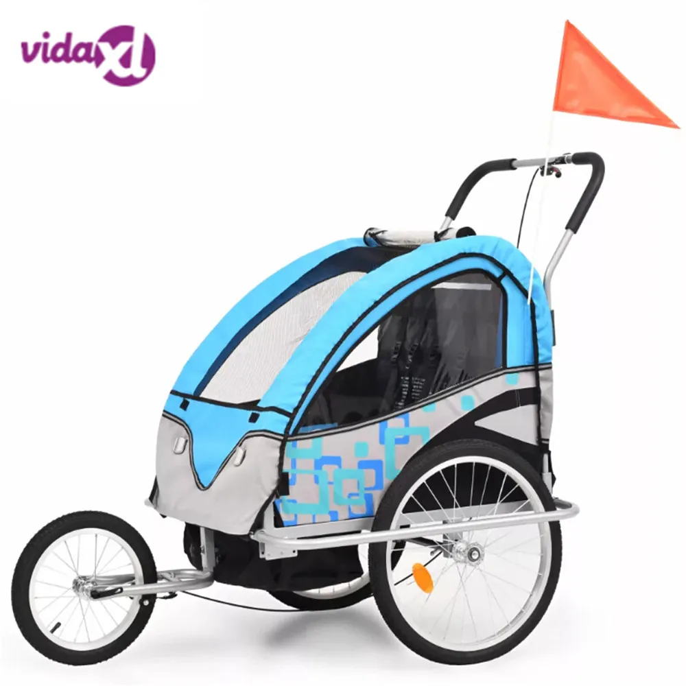 New Product  vidaXL 2-in-1 Kids' Bicycle Trailer & Stroller Aluminum Alloy Frame Baby Stroller Fold Bike Trailer 