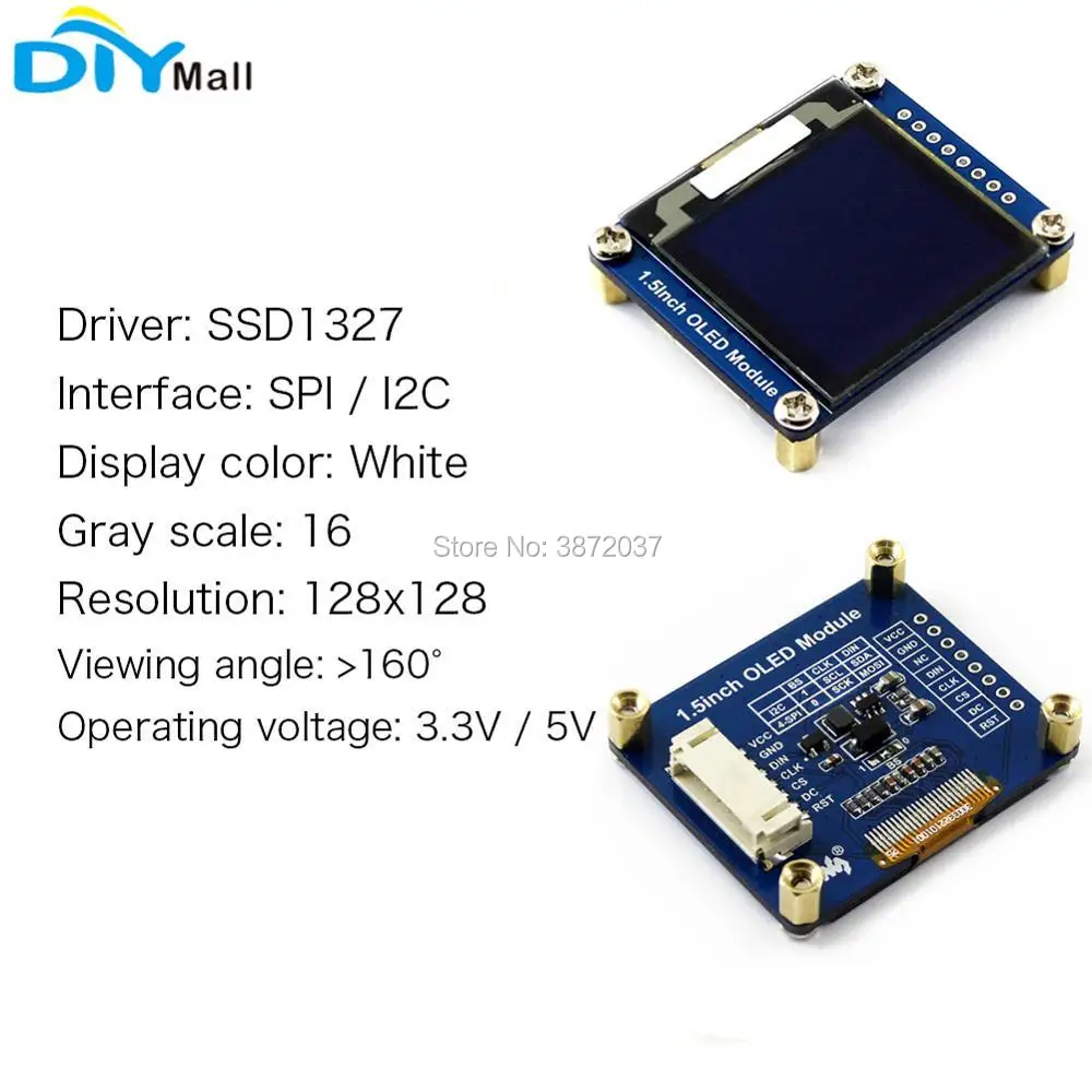 OLED экран 1 5 дюйма модуль дисплея 128X128 SSD1327 SPI I2C IIC для Arduino Raspberry Pi|Модули умного