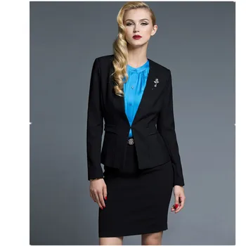

High-quality women's suits, long-sleeved solid color, formal business uniforms, women's two-piece suit (jacket + skirt)